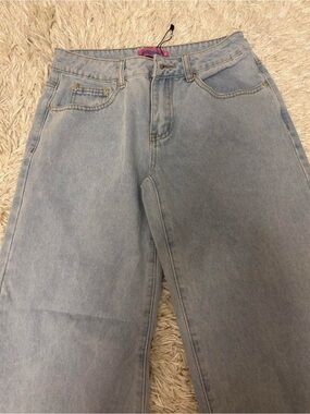 Edikted Light Blue Wide Leg Jeans
